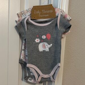 Element Gray and Pink Elephant Bodysuit 3 pack NWT
